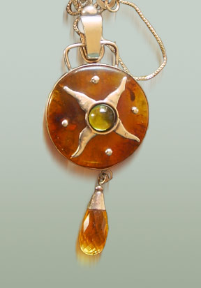 Silver necklace with Baltic Amber